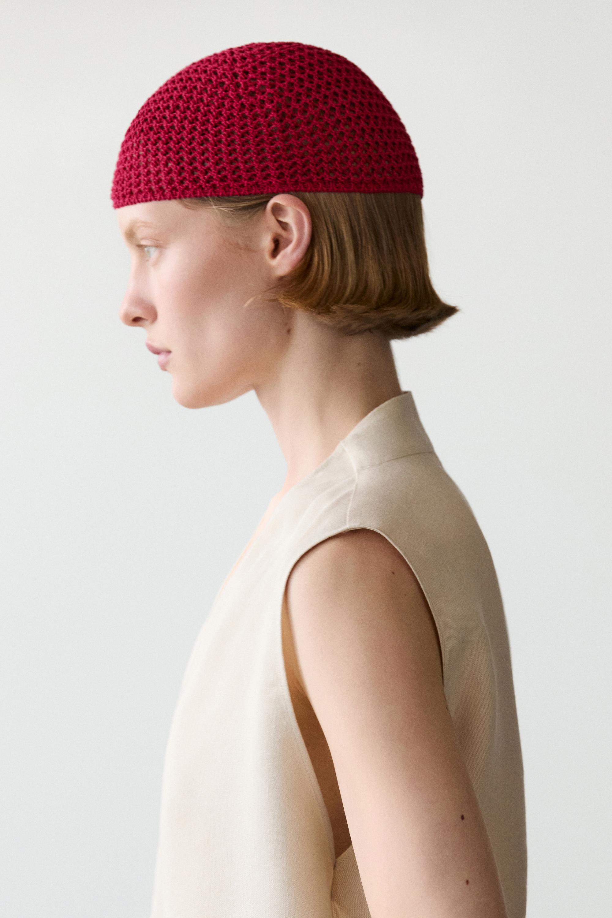 Cotton blend crochet beanie
